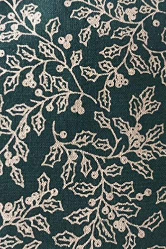 Stoff aus 100 % ägyptischer Baumwolle, Grün, Weihnachten, goldfarbene Stechpalmen-Blätter, bedruckt, festliche Jahreszeiten, zum Schneidern und Basteln, 112 cm
