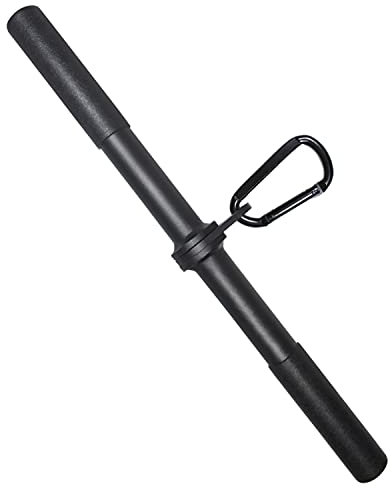 Topfinder Rotating Straight Bar Multi Gym Cable Attachments DIY LAT Pull Down Handles Bicep Tricep Bar with Carabiner
