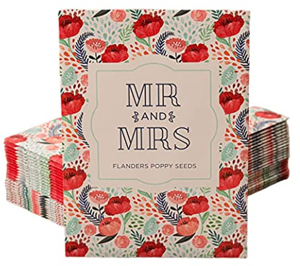 Bentley Seeds Mr & Mrs Pre Filled Flanders Poppy Seed Packets - 25 Individual Flanders Poppy Seed Packs -Wedding or Anniversary Party Favors Non-GMO Eco-Friendly Gift - Indoor Outdoor Garden Seeds