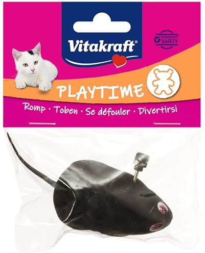Vitakraft Aufzieh Maus, Katzenspielzeug aufziehbare Maus, interaktives Spielzeug für Katzen, weckt den natürlichen Jagdinstinkt (1 Stück)
