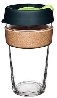 KeepCup Wiederverwendbare Kaffeetasse, gehärtetes Glas und Naturkork, 454 ml, tief