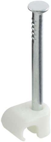 GTSE Round White Cable Clips, For Cables 3-5 mm, Box of 100, Skirting Wire Nail Clips, Cable Tacks for Ethernet, Electrical Cables, Walls