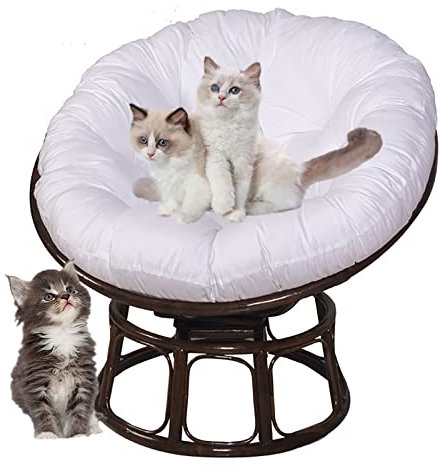 SRHWBF Papasan Kissen Sitzkissen Im Freien Hängesessel Kissen Krabbeldecke Für Rattan Hängeschaukel Ei Hängesessel für Drehsessel Korbsessel Balkonstuhl (NUR Kissen) (White Ø150cm/59 in)