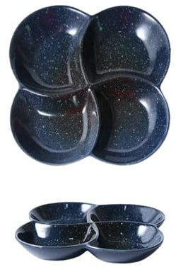 Placas de fondue 4 piezas conjunto Cerámica colorida, rectángulo 22 cm / 8.6 pulgadas 02