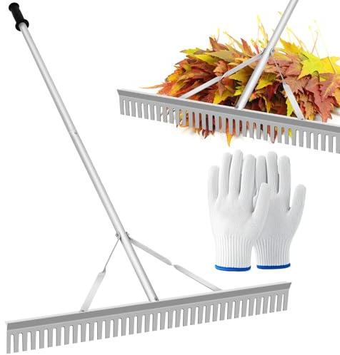 Aluminum Landscape Rake,Landscape Rake 36,Leaf Rake Tool for Loosening Soil,Lawn Care,Weeding Lake,Garden,Pond,Beach Landscaping(36 Head X 67 Handle)