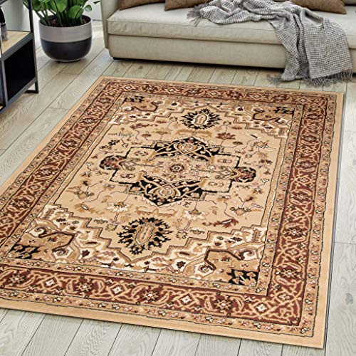 Mazovia Tappeto Salotto Moderno Orientale e Vintage Pelo Corto - Tappeti Soggiorno Turchi Originali - Tappeti Camera da Letto - Tappeti Salotto Grandi Dimensioni - Beige 80 x 150 cm