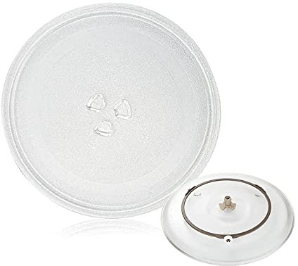 LIGUOYI Universall Microwave Plate, 24.5 27 31.5cm Drehteller Für Mikrowelle with Drehring, Antis-Rutsch Glasdrehteller Für Mikrowellen, Rund Mikrowelle Drehteller Ersatz Teller, Leicht Zu Reinigen