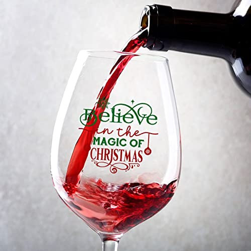 Weinglas Kelch, Believe in The Magic of Christmas Rotweinglas Set mit 2 lustigen Weingläsern für Frauen Glasgeschenke für Männer und Frauen Perfekt für Weinliebhaber