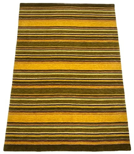 Teppich 100% Wolle Lori Handgewebt Gelb Compatible with Braun Orientteppich 126x178 cm S93
