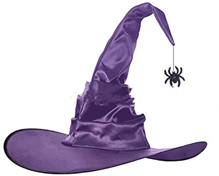 Proumhang Violet Chapeau de Sorcière Méchante Chapeau de Sorcier pour Femmes Filles Accessoire pour Soirée Déguisée Journée Mondiale du Livre Halloween Masquerade Cosplay Cap 45cm Style 5