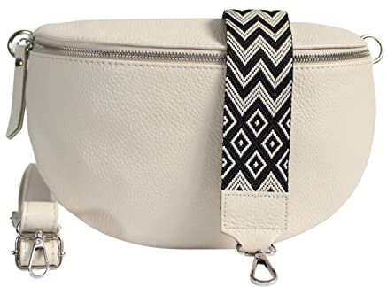 Umhängetasche Damen Stylisch ein crossbody bag damen Nappa, Genuine Leder Bauchtasche Sehr schone Gürteltasche Crossbag Ledertasche Made in Italy (Beige)