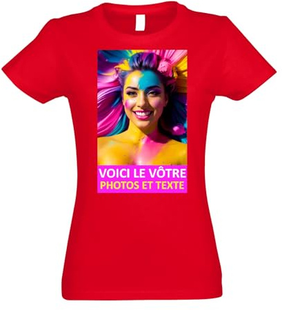 Kiwistar – herr-t-shirt – tryck individuellt – med fototryck – önskad text – personligt tryck – present för fritidssporter, Dam/röd, M