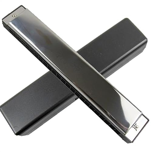 Professionelle Mundharmonika Metall Glänzend Silber 24 Löcher C Key Tremolo Mundharmonika Harfe Musikinstrumente