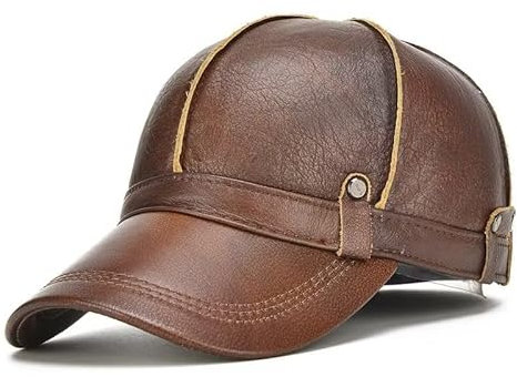 ZMNKH Herren Leder Baseballmütze Verstellbar Schirmmütze Kappe Herbst Winter Baseballkappe Hut