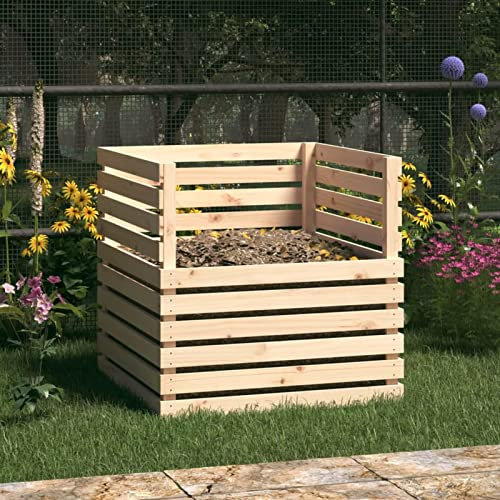 Homgoday Composteur 80 x 80 x 78 cm en bois massif de pin, meubles pour intérieur extérieur maison salon