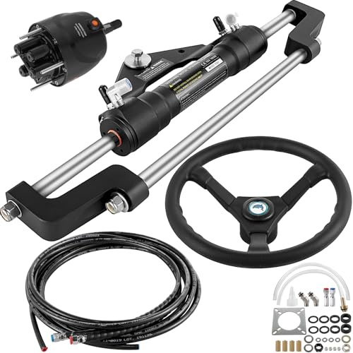 VEVOR Set di sterzo idraulico per barca, 300 CV, set di sterzo idraulico, pompa di controllo, cilindro, ruota, tubo da 18 piedi, set di guarnizioni di sterzo idraulico, sistema di sterzo resistente