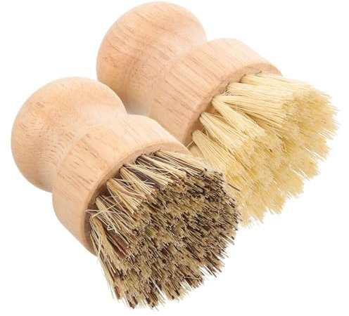 minkissy 2pcs Palm and Fiber Kitchen Cleaning Brush Set, Sturdy Scrub Brush for Pots and Pans, Natural Fiber, Household Dish Cleaning for Kitchen and Home