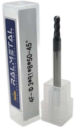 VHM Radialfräser Schaftfräser Hartmetal 3 x 4 x 50 mm R3 45 HRC 4-schneidig Fräser