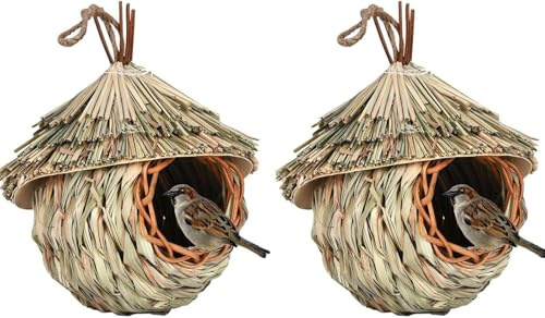 Vogelnester, Vogelhaus Zum Aufhängen, Wildvogelnest Für Den Außenbereich, Vogelnest Trockenes Schilfrohr Handgewebte Vogelhäuser Für Kohlmeisen, Spatz, Rotkehlchen, Zebrafinken - Vogel Unterschlupf