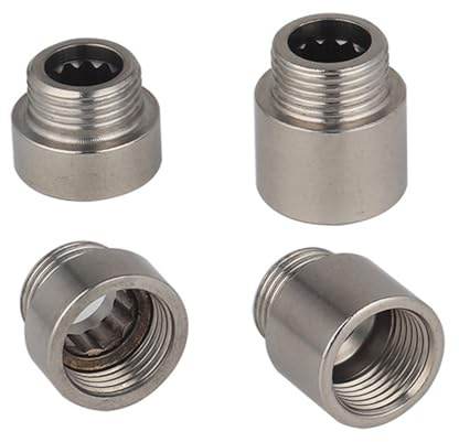 4 Stück Hahnverlängerung, G1/2 Verlängerung, Edelstahl G1/2 Gewindefitting, Nicht leicht zu Rosten, G1/2 x 1cm/2.5cm, Verlängern Sie 1cm/2,5cm, für Wasserhähne Eckventile Duschköpfe