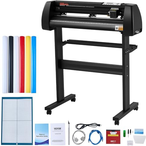 VEVOR 28-inch Cutting Machine for Vinyl, Features LCD Screen, Dual Adjustable Spring Rollers for Sign Crafting, Includes Signmaster for Creative Design & Cutting