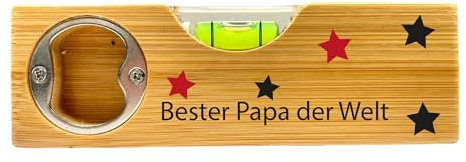 Niveau à bulle avec décapsuleur avec inscription « Bester Papa der Welt » - Cadeau pour tous les artisans ou pour la fête des pères, un anniversaire, Noël