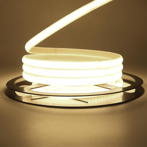 KISUFU COB LED Strip, 220V 230V, 240 LEDs/m Self-Adhesive Neon LED Strip Light, IP65 Waterproof 10CM Cuttable Neon Strip Light for Bedroom Garden Patio Holiday DIY Lighting Decoration.