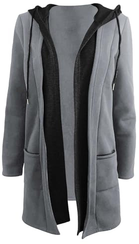 Genérico 𝐁𝐚ta 𝐌𝐚nta Mujer Cremallera Autumn and Winter New Women's Casual Fashion Splicing Colour Collision Cardigan Hooded Sweater 𝐉ersey NavideñO (Grey, L)