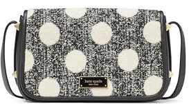 kate spade new york Women's Liv Small Flap Crossbody, Tweed Polka Dot Black Multi, One Size