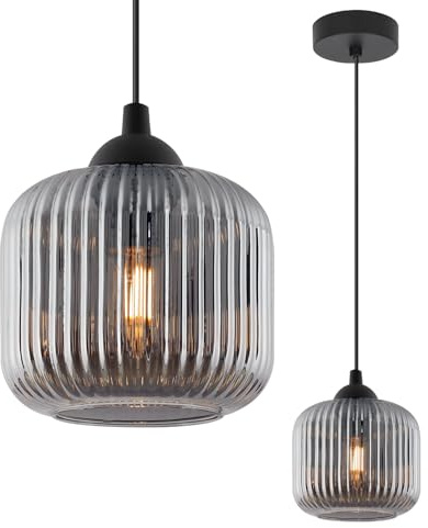 Light-Home Hängelampe - Moderne Pendelleuchte ohne Birne - Stilvolle Esstischlampe - Hängeleuchte für Wohnzimmer Schlafzimmer Esszimmer und Küche - 1 - Flammig - Ovale Form - Graphitfarbe
