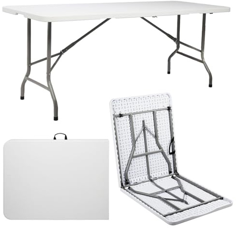 HOBBYZOO Table Pliante 180 cm, Table de Camping Pliante Exterieur, Jardin Pique-Nique 8 Personnes, Idéal pour Les Pique-niques et Les barbecues en Plein air