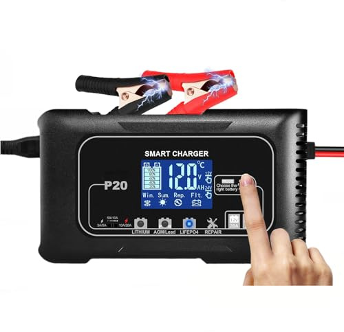 Smart 12V/24V 20A batteriladdare och underhållare med pulsreparation – 4-läges LiFePO4/AGM/blysyraladdare för bilar, motorcyklar, marina, gräsklippare (vinter/sommar)
