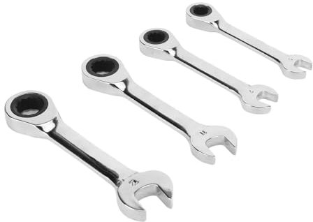 Respicefinem 4pcs kurzer Ratschenschlüssel Set 72 Zahn 8mm 9mm 11 mm 12 mm professioneller Kurzschlüssel zur Reparatur