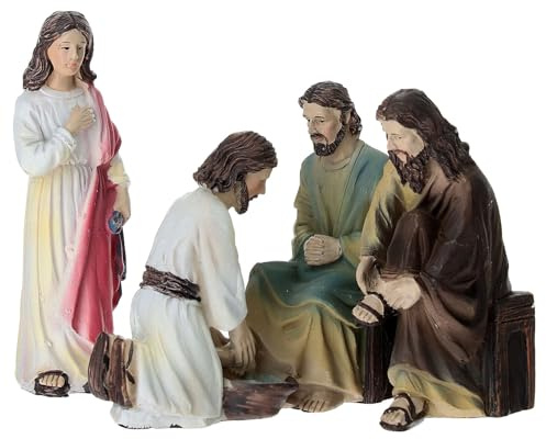 Holyart Set Lavanda dei Piedi 10 cm Resina Dipinta presepe Pasquale