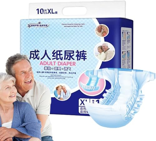 Adult Briefs - Absorbent Leak-Proof Diaper, Adults Diapers,10 X Enuresis Pants Men & Women, Leak-Proof, Ultra Absorption and Soft-Stretch Waistband, Waist Size Large 101-142 Cm | (1 Packs of 10)