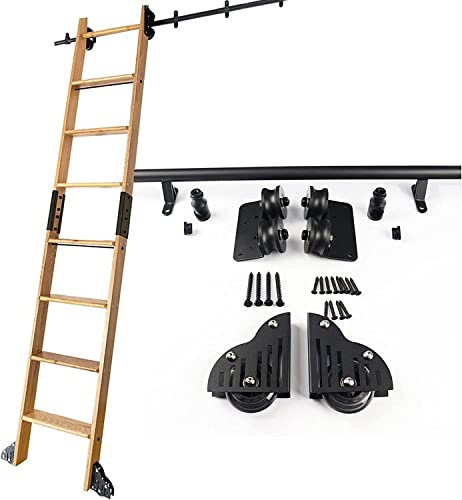 Kit de escalera rodante resistente para biblioteca, riel deslizante, para estanterías, escaleras móviles de almacén, 3 pies, opciones de tamaño (no incluye escalera)