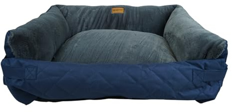 Dastium Pets – Blau-Graues Hundebett für Sofa – Hundekissen mit aufrollbarer Hundedecke – Hundedecke fürs Couch – rutschfeste Unterseite