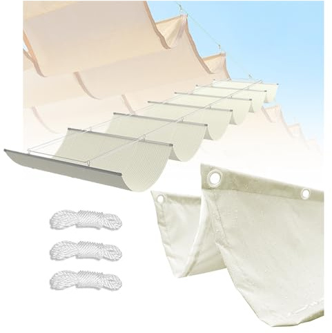 Retractable Waterproof Wave Shade Cloth Tarp 1x4M - UV Protection Outdoor Sun Sail for Patio Garden Party - Large Cooling Shade Canopy (B)