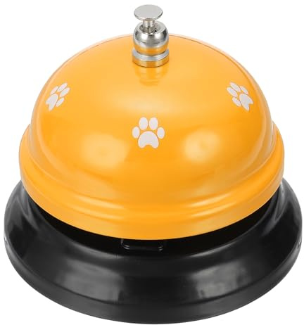 sourcing map Desk Service Call Bell, 2.95 Inch Metal Dinner Service Bell Ring for Hotel Restaurant Reception Area and Wedding Party Events, Yellow