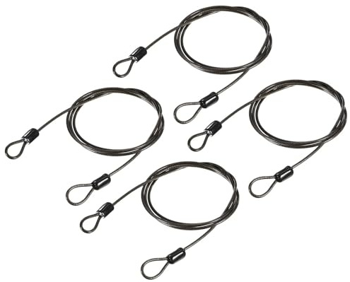 TA-VIGOR 4Pcs Security Steel Cable, 2.5mm x 1m / 3.28ft Coated Safety Wire Rope with Double Loop, Flexible Security Cable Lock for Bike, Luggage, Travel and Outdoor Use, Black