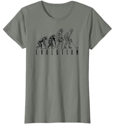 Giocatore di Hockey su Ghiaccio Evoluzione Uomo Divertente Scimmia Caveman Sport Maglietta