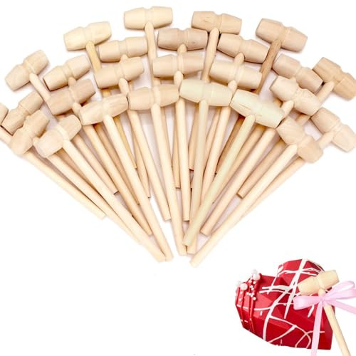 Mini Wooden Hammer Set, Wooden Crab Hammer Small Mallets Tool Mini Mallet Mashing Wood Toy for Kids Toy Mallets, Pounding Seafood Mallet, Children Educational Toys（20Pcs