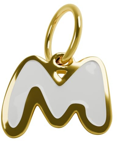 Pendentif – or blanc 18 carats – 0.48 gr – lettre M émaillé blanc, design – Valeur refuge – Idée cadeau – poinçon 750 – Certificat d’authenticité – Salia Gold Paris