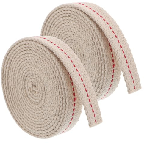 SEWACC Mèche Plate en Coton 1,2 Cm Large pour Lampe à Huile, Remplacement Stable et Polyvalent, Compatible Lanterne Tempête, Camping Extérieur, Rouleau 2 Mètres