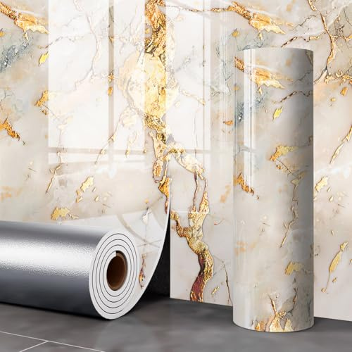 Self-Adhesive Marble Effect Wallpaper,Vinyl Furniture Film 15.7x118,Waterproof Marble Look Wallpaper for Kitchen/Bathroom/Living Room/Cabinets/Bedroom (080)