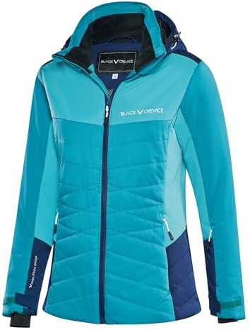 Black Crevice Damen Wintersportjacke I 10.000 mm Wassersäule I Wasserdicht & Atmungsaktiv I Ski- & Outdoorjacke mit Schneefang & abnehmbarer Kapuze I Warm & funktional