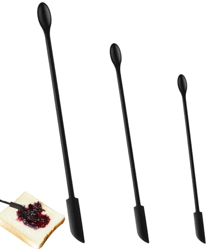 3 PCS Mini Silicone Spatula, Cosmetic Spatula, Small Silicone Spoons and Spatula Jar Scraper for Makeup Narrow Bottle, for Jam Jar, Cosmetic Bottles, Narrow Can and Thin Bottles