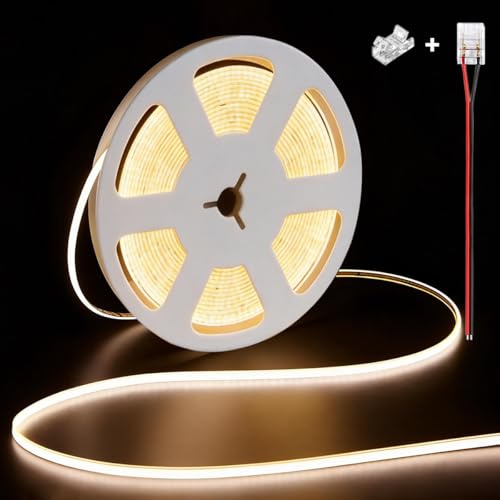 illuburg 24V Striscia LED COB Bianco Neutro 4000K 5m 400LED/m CRI90+ Dimmerabile Autoadesiva Banda Barra Strip Luminosa