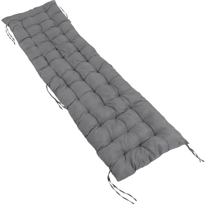 Relaxdays Bankauflage, 180x50 cm, gepolstert, gesteppt, mit Bändern, Outdoor, Bankkissen für Gartenbank, Paletten, grau