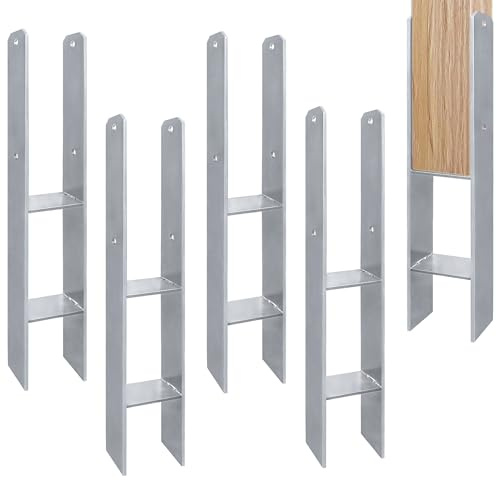 TATIVALO 4 Stück H-Pfostenträger H-Anker Pfostenanker Set Langlebig, Gesamthöhe: 600 mm, Materialstärke: 5 mm, Breite: 101 mm, haltbarer Bodenanker